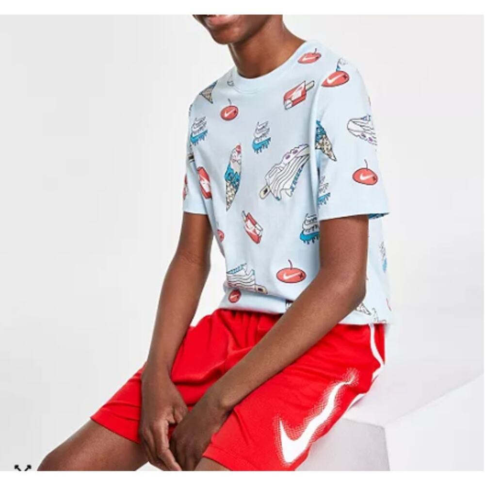 Nike Big Kids Sportswear Ice Cream Print Cotton T-Shirt Size S